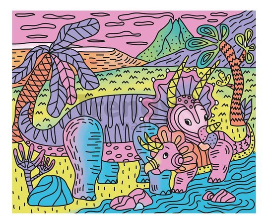 Maxi kreatívna sada Maľovanie Dinosaurus Magic Painting Dinosaur Atelier Janod 6 magických malieb od 6 rokov J07873