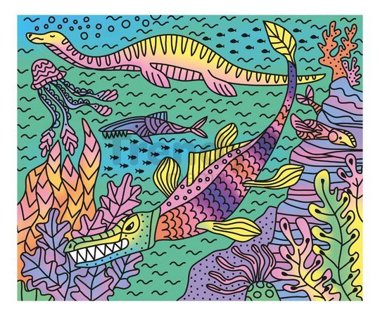 Maxi kreatívna sada Maľovanie Dinosaurus Magic Painting Dinosaur Atelier Janod 6 magických malieb od 6 rokov J07873