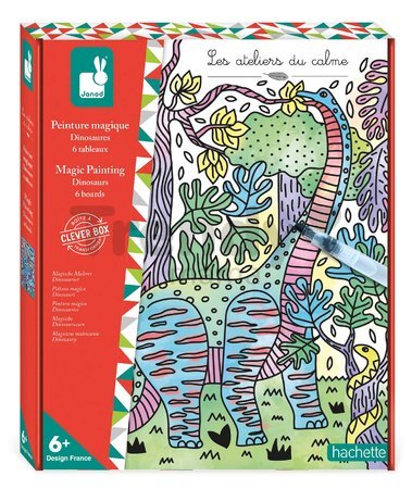Maxi kreatívna sada Maľovanie Dinosaurus Magic Painting Dinosaur Atelier Janod 6 magických malieb od 6 rokov J07873