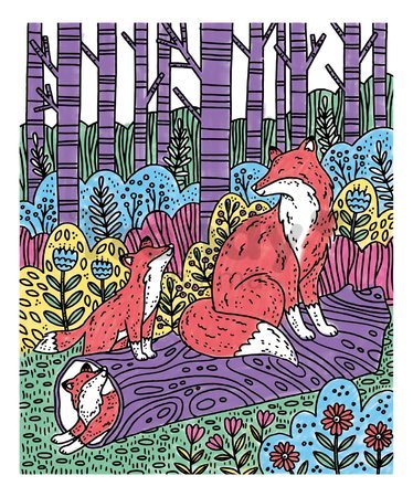 Maxi kreatívna sada Maľovanie Lesné zvieratká Magic Painting Forest Atelier Janod 6 magických malieb od 6 rokov J07874