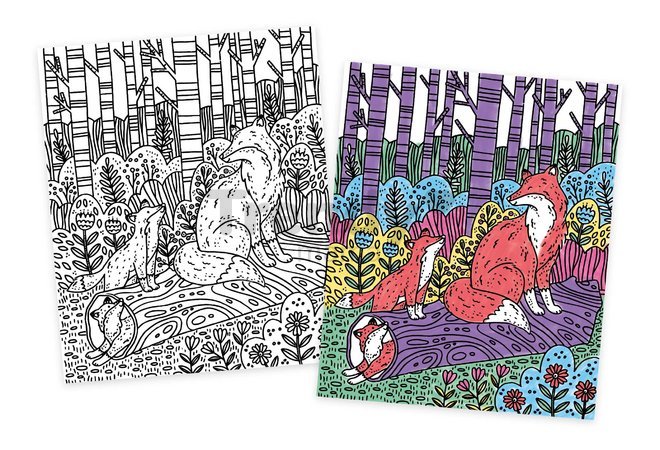 Maxi kreatívna sada Maľovanie Lesné zvieratká Magic Painting Forest Atelier Janod 6 magických malieb od 6 rokov J07874