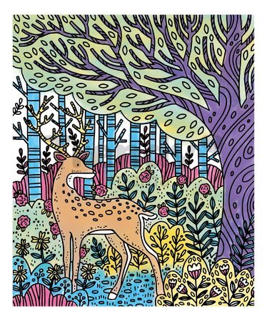 Maxi kreatívna sada Maľovanie Lesné zvieratká Magic Painting Forest Atelier Janod 6 magických malieb od 6 rokov J07874