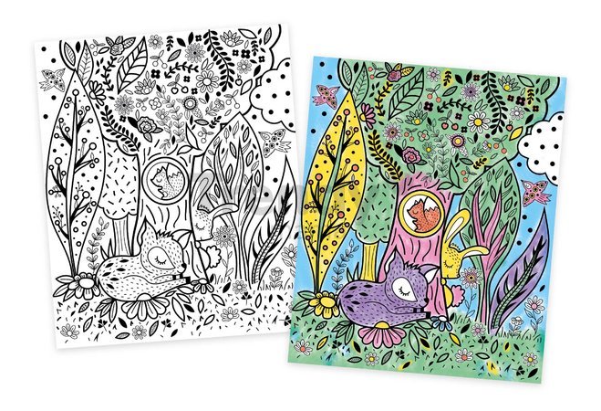 Maxi kreatívna sada Maľovanie Zvieratká v noci Magic Painting Good Night Atelier Janod 6 magických malieb od 6 rokov J07875