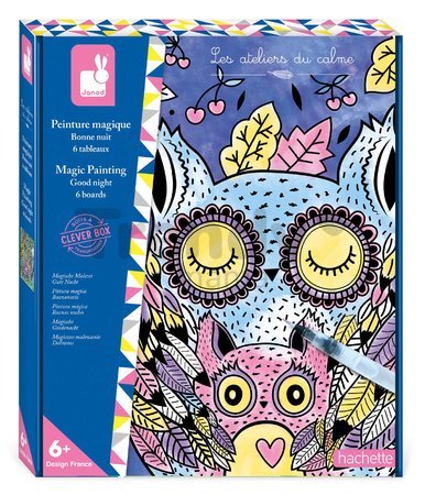 Maxi kreatívna sada Maľovanie Zvieratká v noci Magic Painting Good Night Atelier Janod 6 magických malieb od 6 rokov J07875