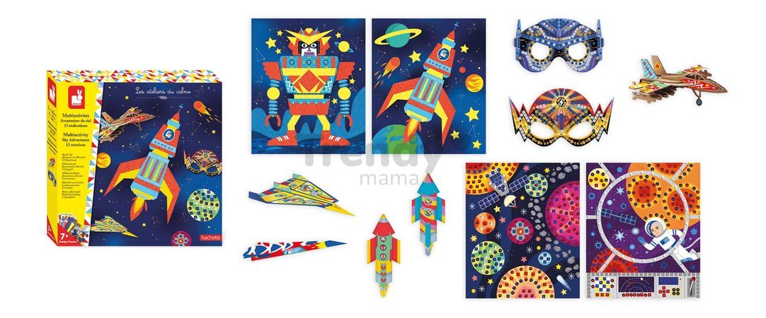 Maxi kreatívna sada Vesmírne dobrodružstvá Multi-activity Sky Adventurers Atelier Janod XXL sada s aktivitami 420-dielna od 7 rokov J07876