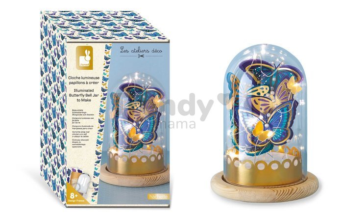 Kreatívna sada na výrobu dekorácie Svietiace motýle Illuminated Butterfly Bell Jar Atelier Janod 10-dielna od 8 rokov J07878