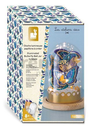 Kreatívna sada na výrobu dekorácie Svietiace motýle Illuminated Butterfly Bell Jar Atelier Janod 10-dielna od 8 rokov J07878