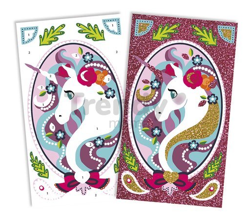 Midi kreatívna sada farebný piesok Jednorožec Glitter Unicorns Atelier Janod s trblietkami od 7 rokov J07883