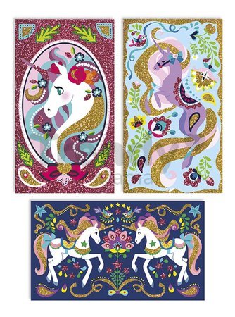 Midi kreatívna sada farebný piesok Jednorožec Glitter Unicorns Atelier Janod s trblietkami od 7 rokov J07883