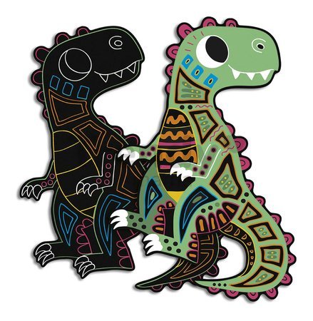 Mini kreatívna sada Dinosaury Scratch Art Dinosaur Cut Outs Atelier Janod vyškrabovacie obrázky 5 kariet od 5 rokov J07889