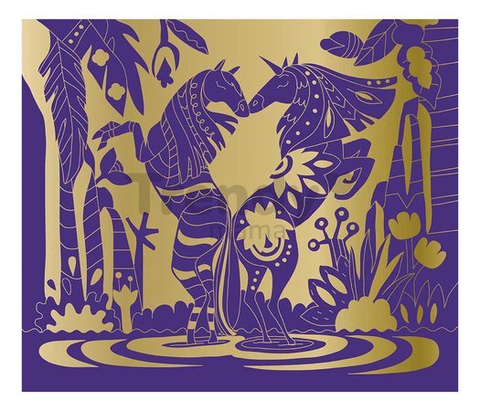 Maxi kreatívna sada Kone a Jednorožce Scratch Art Horses and Unicorns Atelier Janod vyškrabovacie obrázky 8 kariet od 7 rokov J07895
