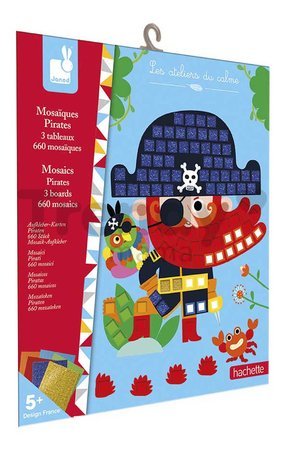 Mini kreatívna sada Mozaika Piráti Mosaics Pirates Atelier Janod 3 karty od 5 rokov J07897