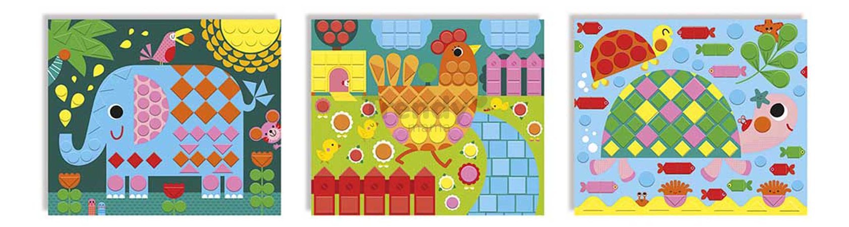 Mini kreatívna sada Mozaika Zvieratká Mosaics Animals Atelier Janod 3 karty J07899