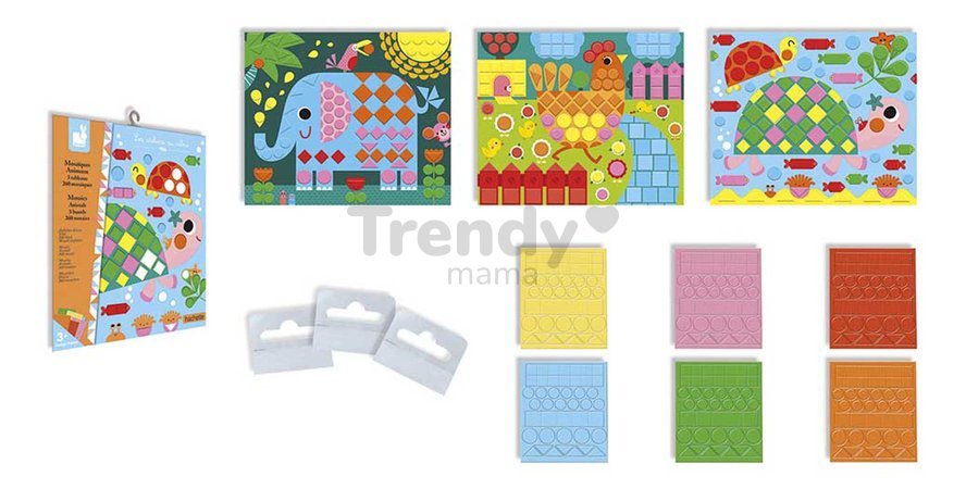 Mini kreatívna sada Mozaika Zvieratká Mosaics Animals Atelier Janod 3 karty J07899