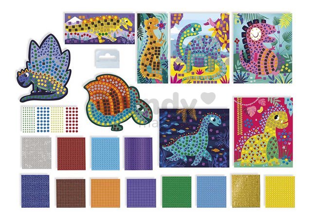Maxi kreatívna sada Mozaika Dinosaury Mosaics Dinosaurs Atelier Janod 8 kariet od 4 rokov J07903
