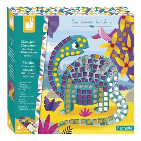 Maxi kreatívna sada Mozaika Dinosaury Mosaics Dinosaurs Atelier Janod 8 kariet od 4 rokov J07903