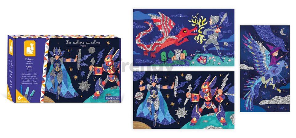 Midi kreatívna sada farebný piesok Hrdinovia Glitter Heroes Atelier Janod s trblietkami od 6 rokov J07920