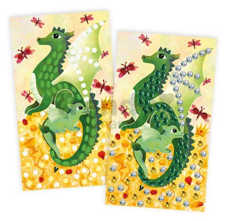 Midi kreatívna sada Obrázky s flitrami Draky Sequins to Stick Dragons Atelier Janod 3 obrázky a 360 flitrov od 6 rokov J07921