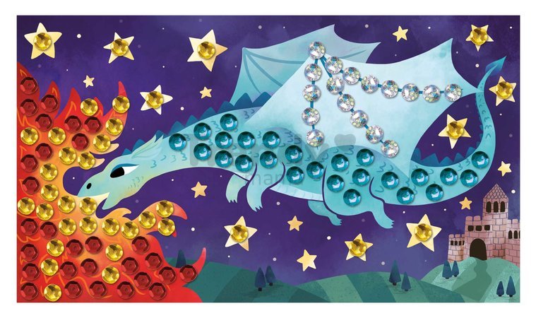 Midi kreatívna sada Obrázky s flitrami Draky Sequins to Stick Dragons Atelier Janod 3 obrázky a 360 flitrov od 6 rokov J07921