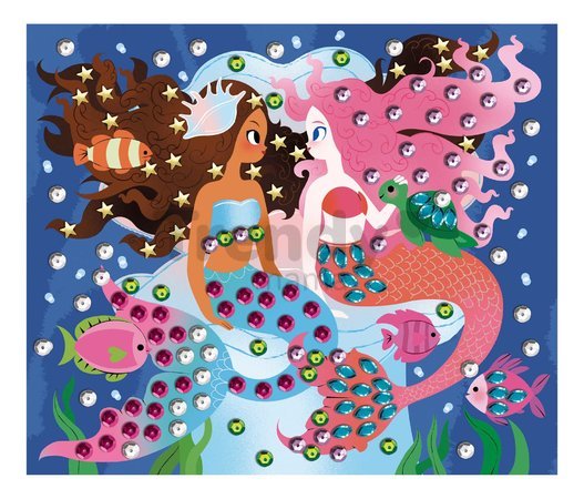 Maxi kreatívna sada Obrázky s flitrami Morské panny Sequins to Stick Mermaid Atelier Janod 5 obrázkov a 800 flitrov od 6 rokov J07926