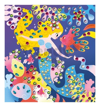 Maxi kreatívna sada Obrázky s flitrami Morské panny Sequins to Stick Mermaid Atelier Janod 5 obrázkov a 800 flitrov od 6 rokov J07926