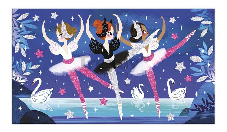 Midi kreatívna sada Farebný piesok s trblietkami Baletka Neon Glitter Ballerinas Atelier Janod 3 samolepiace obrázky od 6 rokov J07945