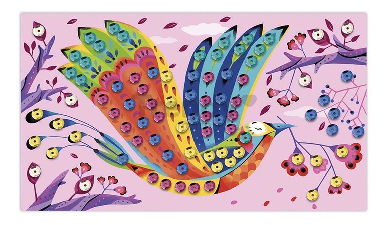 Midi kreatívna sada Flitre Nádherná záhrada Sequin Art Wonderful Garden Atelier Janod 3 samolepiace obrázky od 5 rokov J07946