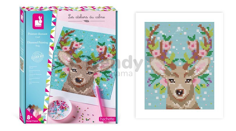 Maxi kreatívna sada Trblietavý obraz Jeleň Diamond Painting Stag Atelier Janod 3900 kamienkov od 8 rokov J07948