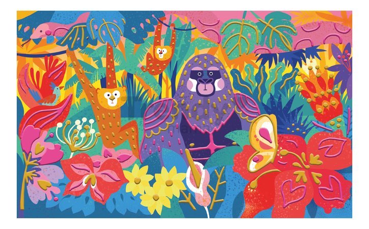 Midi kreatívna sada 3D maľovanie Džungľa 3D Painting Jungle Atelier Janod 3 obrázky a 2 farby od 7 rokov J07950