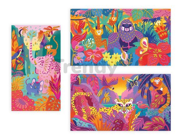 Midi kreatívna sada 3D maľovanie Džungľa 3D Painting Jungle Atelier Janod 3 obrázky a 2 farby od 7 rokov J07950