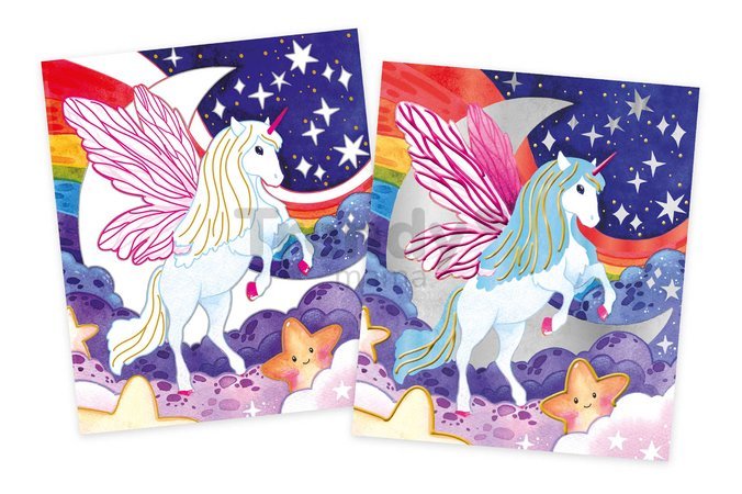 Maxi kreatívna sada 3D maľovanie Jednorožce Pearlescent and 3D Painting Unicorns Atelier Janod 4 obrázky a 2 farby od 7 rokov J07951