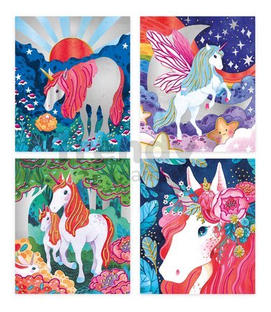 Maxi kreatívna sada 3D maľovanie Jednorožce Pearlescent and 3D Painting Unicorns Atelier Janod 4 obrázky a 2 farby od 7 rokov J07951