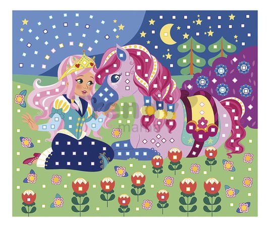 Mini kreatívna sada Mozaika Jednorožec Mosaics Ponies and Unicorns Atelier Janod 6 listov od 5 rokov J07957