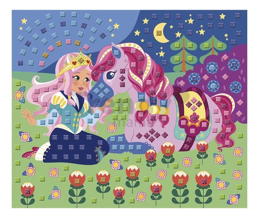 Mini kreatívna sada Mozaika Jednorožec Mosaics Ponies and Unicorns Atelier Janod 6 listov od 5 rokov J07957