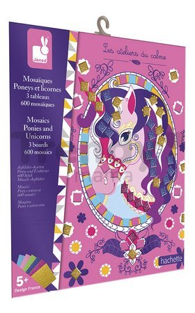 Mini kreatívna sada Mozaika Jednorožec Mosaics Ponies and Unicorns Atelier Janod 6 listov od 5 rokov J07957
