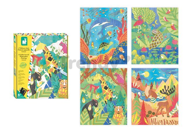 Maxi kreatívna sada Maľovanie vodovými farbami Zvieratká Golden Pictures Watercolor Animals Atelier Janod 4 obrázky od 6 rokov J07959