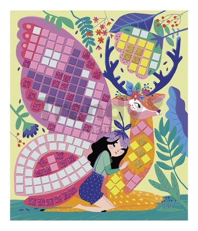 Maxi kreatívna sada Mozaika Víly Mosaics Fairies Atelier Janod 8 listov od 5 rokov J07960