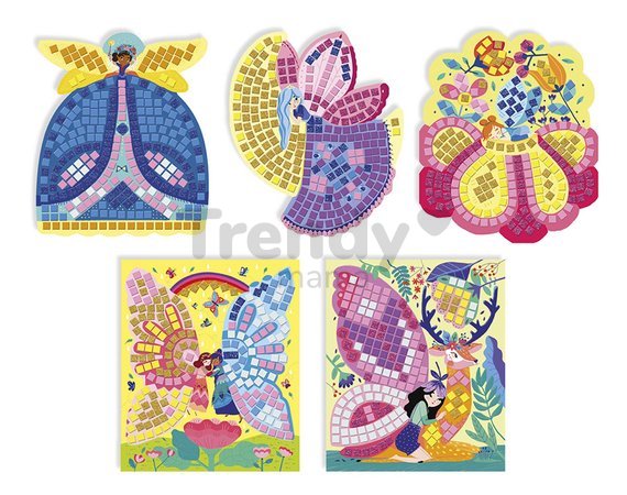 Maxi kreatívna sada Mozaika Víly Mosaics Fairies Atelier Janod 8 listov od 5 rokov J07960
