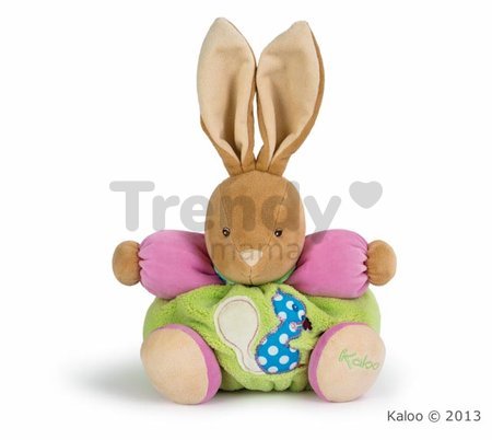 Plyšový zajačik Colors-Chubby Rabbit Squirrel Kaloo s hrkálkou 25 cm v darčekovom balení pre najmenších