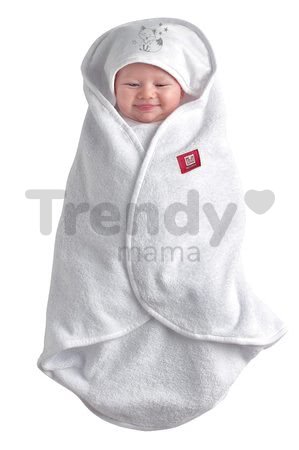 Dojčenská osuška Babynomade® Red Castle White Happy Fox od 0-6 mesiacov zavinovacia biela s líškou