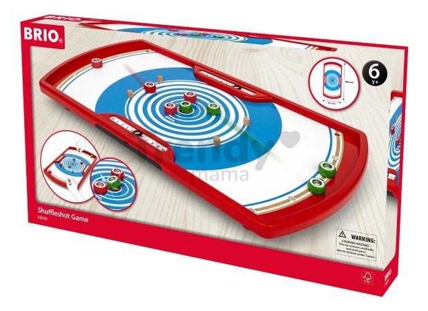 Drevená hra Curling Shuffleshot BRIO s hracou doskou a 8 diskami s počítadlom bodov od 6 rokov BRIO0907