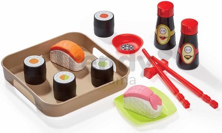 Potraviny na tácke Sushi 100% Chef Écoiffier s paličkami a prísadami 13 dielov od 18 mes