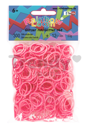 Rainbow Loom originálne trblietavé gumičky 300 kusov červené od 6 rokov