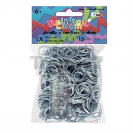 Rainbow Loom metalízové originálne gumičky 300 kusov strieborné od 6 rokov