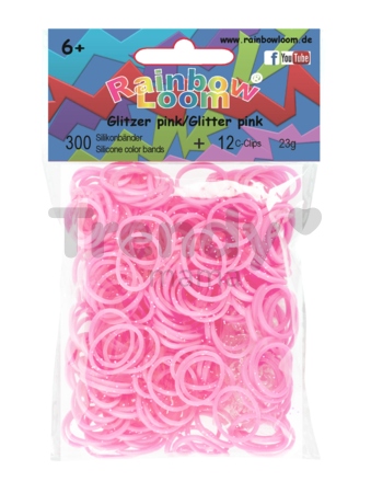Rainbow Loom originálne trblietavé gumičky 300 kusov ružové od 6 rokov
