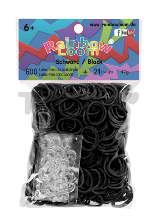 Rainbow Loom originálne gumičky 600 kusov čierne od 6 rokov