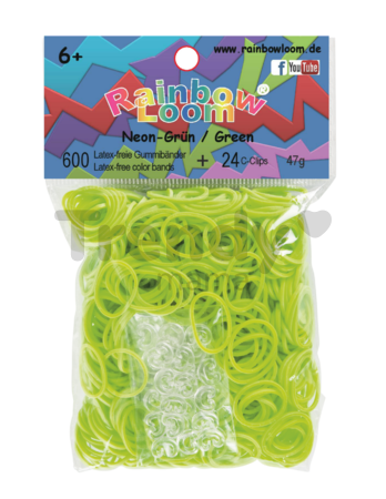 Originálne neónové gumičky Rainbow Loom 600 kusov svetlozelené