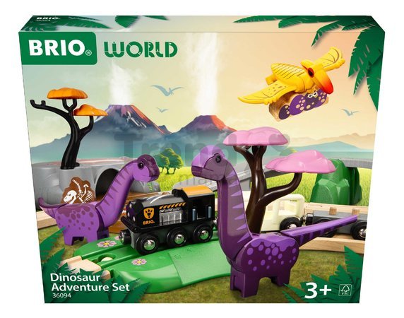 Drevená vláčikodráha Dobrodružná sada Dinosaur Adventure Set BRIO s vláčikom a 3 figúrky dinosaurov s magnetmi 21 dielov s od 3 rokov BRIO0943