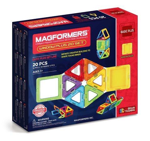 Stavebnica magnetická Základná Windows Plus 3D Magformers 20 dielov so 6 okienkami