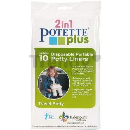 Sada cestovný nočník/redukcia na WC Potette Plus 2v1 Kalencom ružová so silikónovou vložkou + 10ks náhradných náplní a cestovná taška od 15 mes